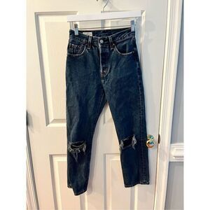 Levi’s 501 Button Fly Distressed Ladies Jeans sz 23X26